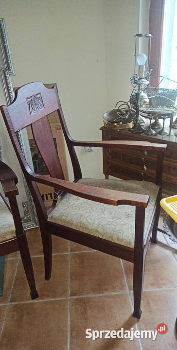 Fotel z podłokietnikami Tapicerka Liście pomorskie Gdańsk sprzedam