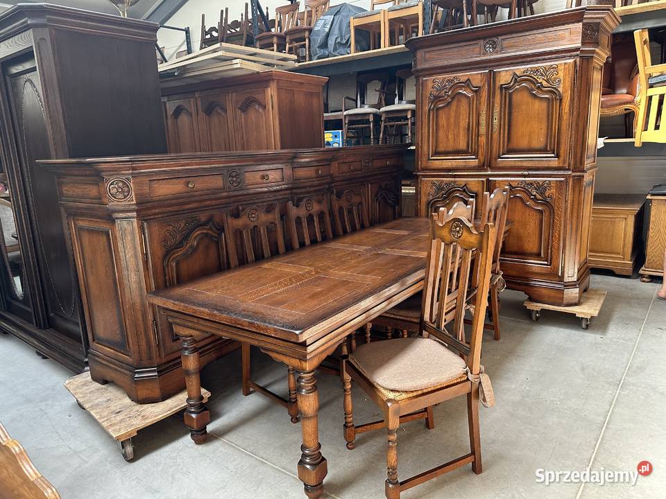 Masywny dębowy zestaw komoda komoda wysoka stół sprzedam