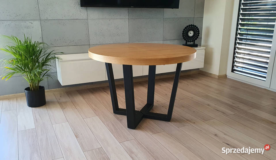 Nowoczesny stół dębowy okrągły rozkładany Loft 5 Krosno