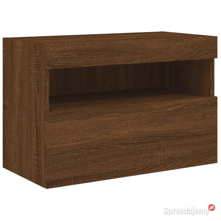 Ścienna szafka TV z LED brązowy dąb 60x30x40