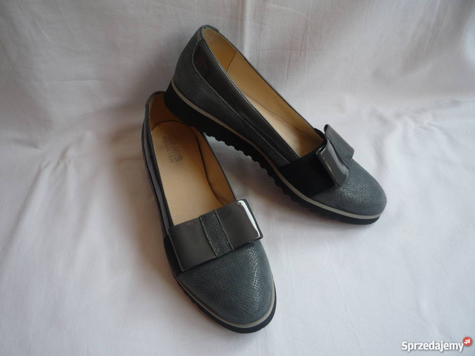 Gamis 38 Półbuty Lordsy Baleriny Skórzane Szare 25cm zachodniopomorskie Szczecin sprzedam