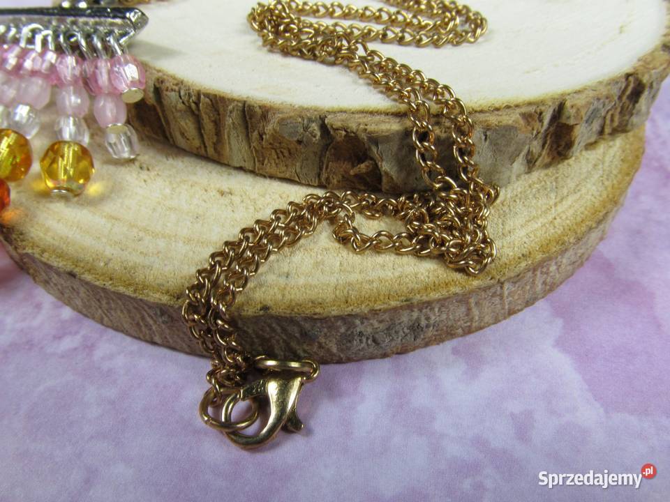 Naszyjnik wisiorek różowy pomarańczowy czerwony