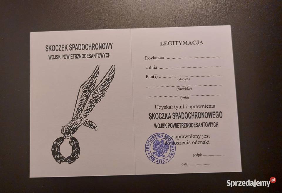 Legitymacja skoczka spadochronowego i Stasin