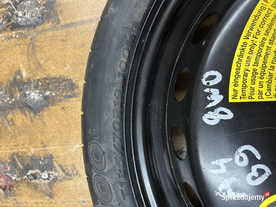 Koło dojazdowe audi a4 b9 a5 otwór centrujący 19cale Strzyżew