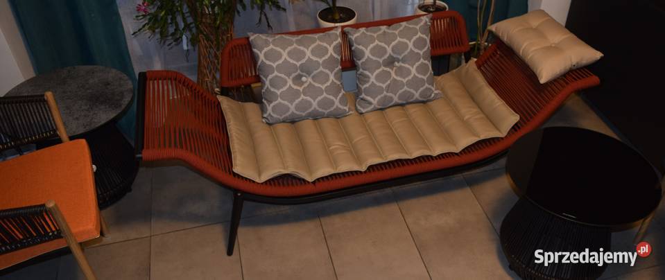 sofa ogrodowa wyplatana recznie sznurkiem metal Bosutów