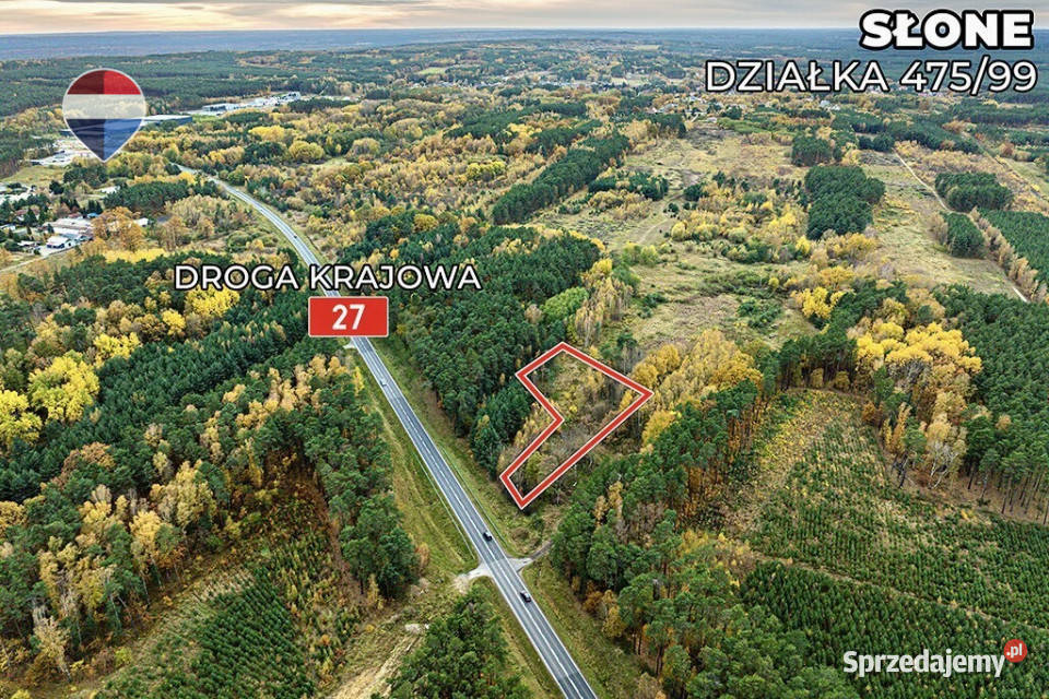 Na sprzedaż działka drodze 27 z MPZG 145zł/m2 Słone