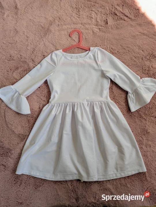 Sukienka dziewczynki biała dzianina bawełniana Rozmiar 134 Lipnica