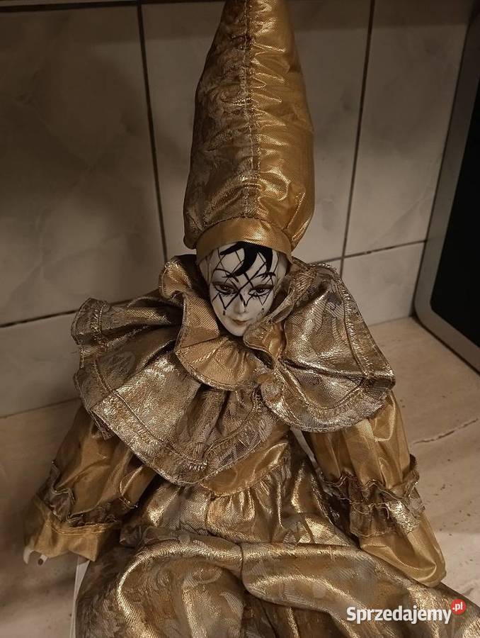Lalka porcelanowa arlekin Rękodzieło