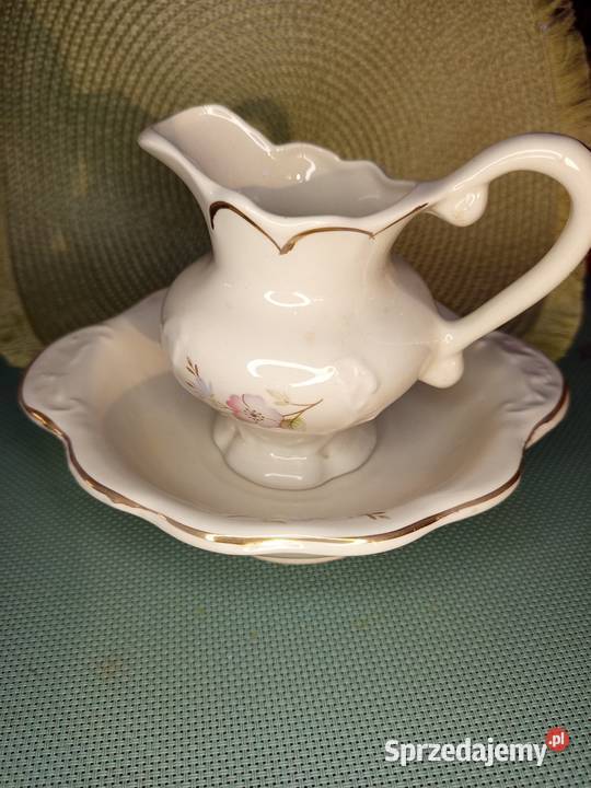 Stary zabytkowy Zestaw do mycia palców stole z Porcelana i szkło Warszawa