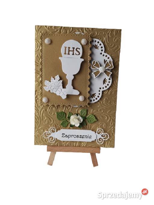 Zaproszenia Komunia Uniwersalne Kielich W Ramce Antyki, Sztuka, Kolekcje wielkopolskie Poznań