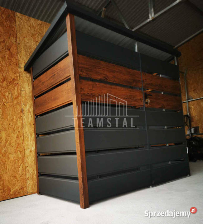 Wiata śmietnikowa spad tył 2x06m Antracyt drewno śląskie Dąbrowa Górnicza