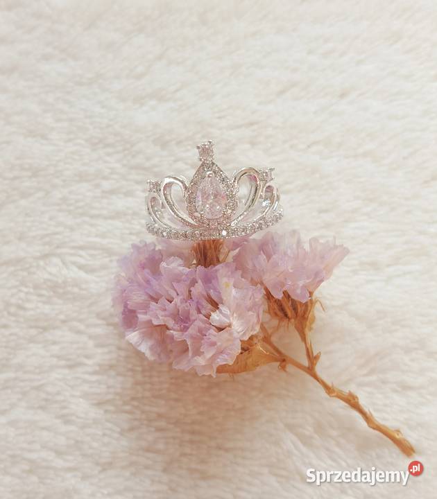 Nowy pierścionek korona tiara diadem srebrny Szczecin