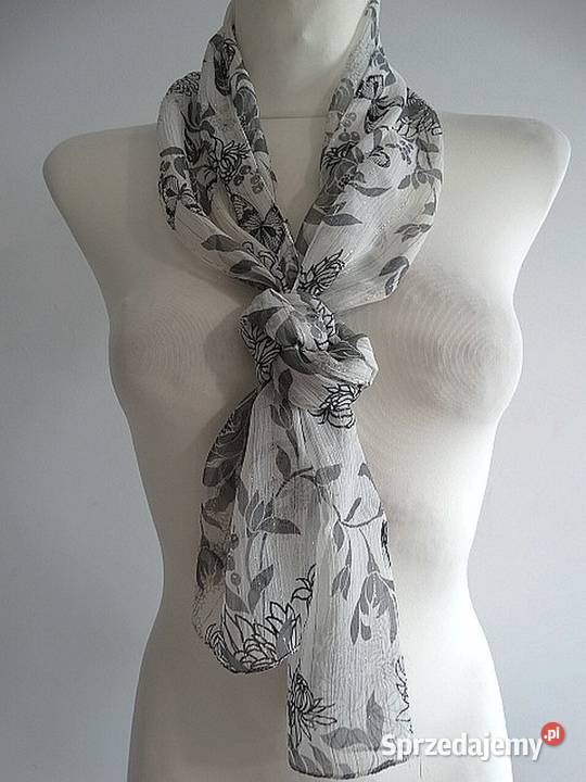 Szalik Jedwabny 93 Naturalny Jedwab Kremowy Dla kobiet podlaskie sprzedam