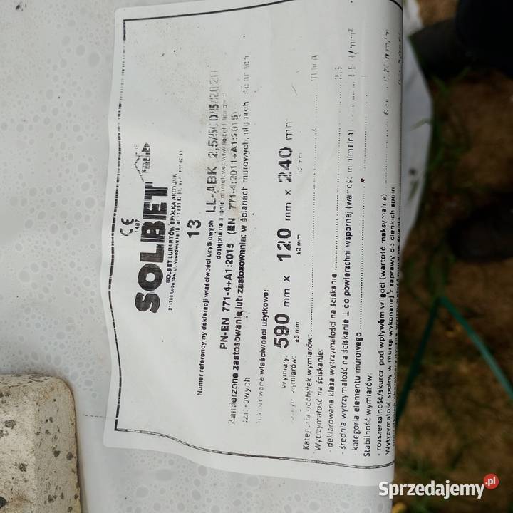 BETON KOMÓRKOWY SUPOREX PUSTAK SOLBET 12x24x59 Pozostałe Kąkolewnica Wschodnia