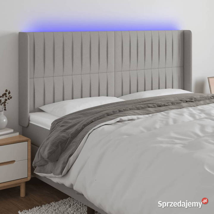 Zagłówek do łóżka z LED jasnoszary 163x16x118128