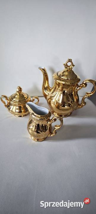 Złoty porcelanowy serwis do kawy KHM Bawaria Porcelana i szkło dolnośląskie Legnica