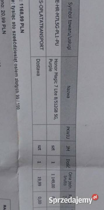 Nowy Honor Magic Lite 7 512GB 12GB RAM Lubin