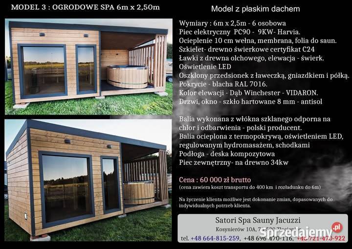 Ogrodowe Spa 6mx25m gotowe do użycia Sauna Balia