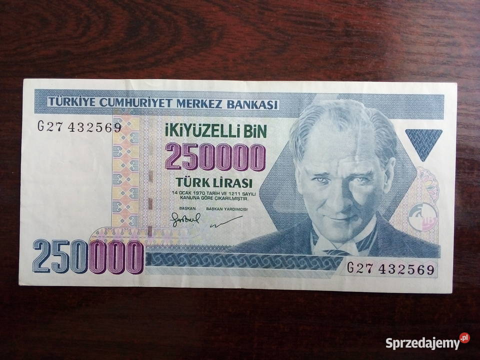 Banknot 250000 lirów Turcja Płońsk