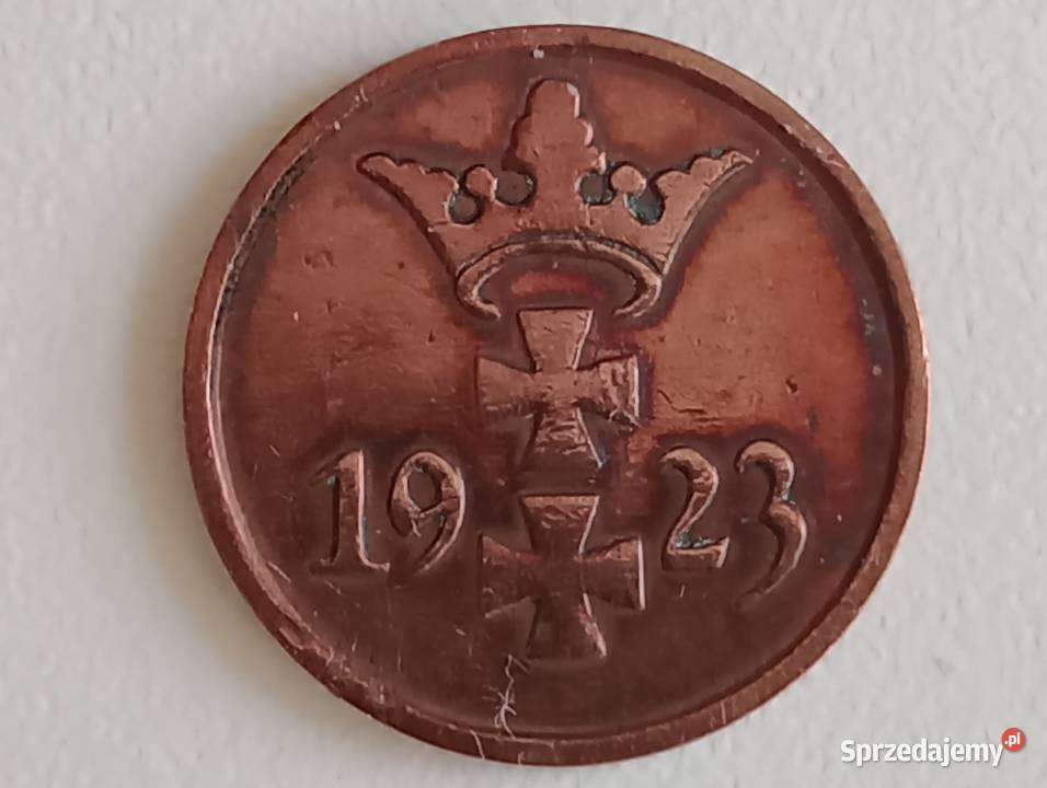 Moneta 1 pfennig 1923r Wolne miasto Gdańsk Proof Antyki, Sztuka, Kolekcje Mosina