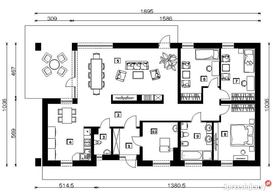 PROJEKT DOMU PARTEROWEGO W STYLU NOWOCZESNYM Pozostałe Kraków