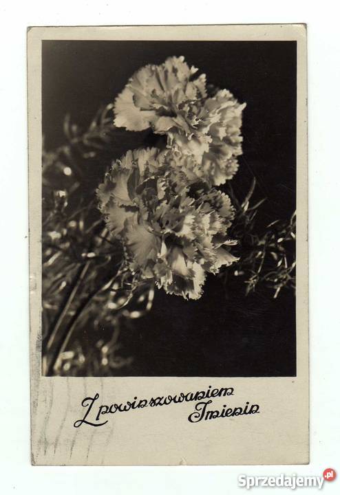 POCZTÓWKA IMIENINOWA CZARNO BIAŁA świętokrzyskie Krynki