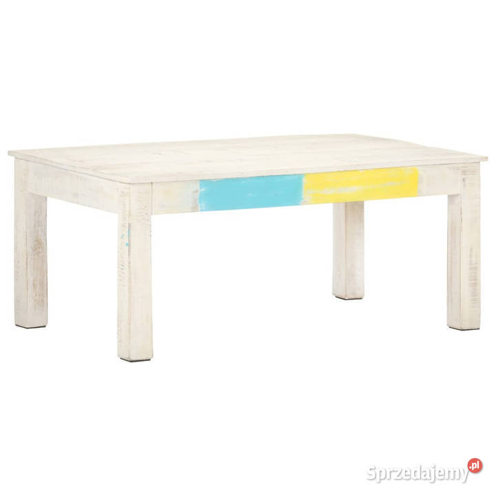 Stolik kawowy biały 110 x 60 x 45 lite drewno Warszawa