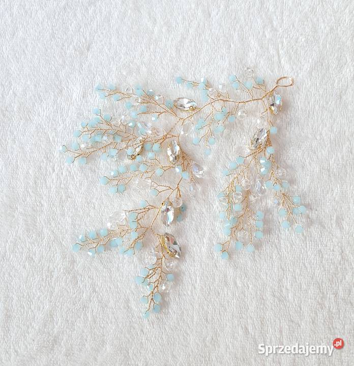 Ozdoba do włosów tiara koraliki błękitne Szczecin sprzedam