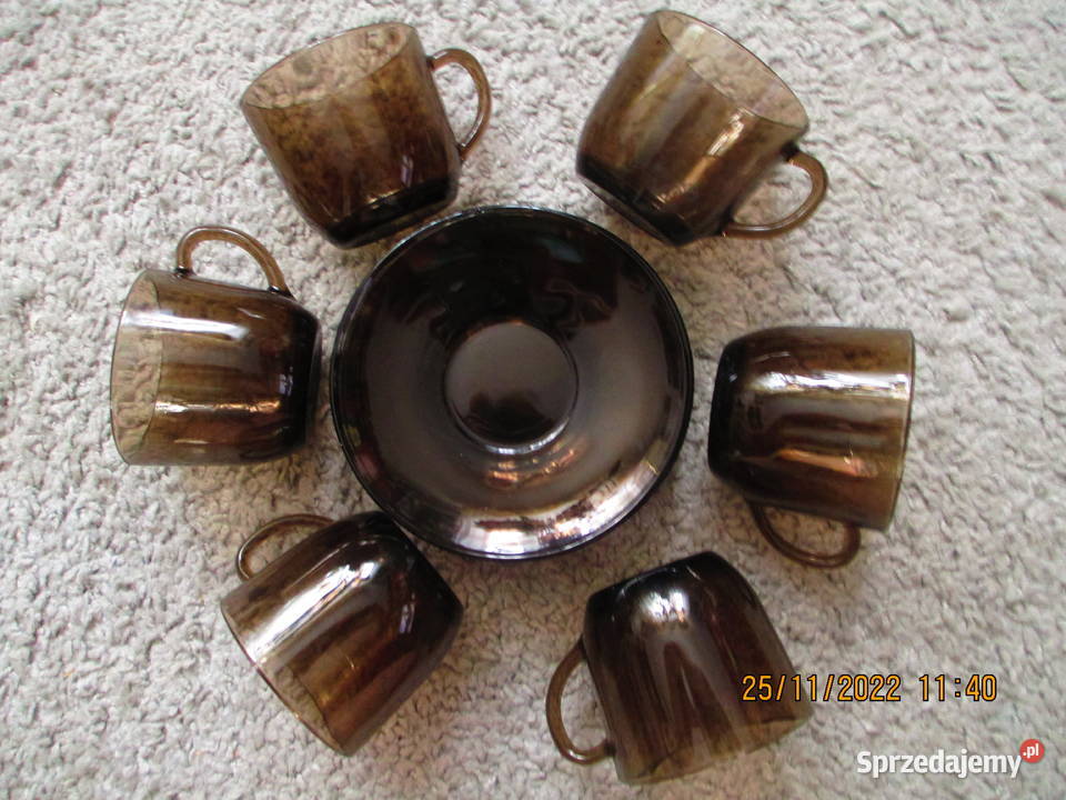 Komplet 12 filizanki spodki szkło