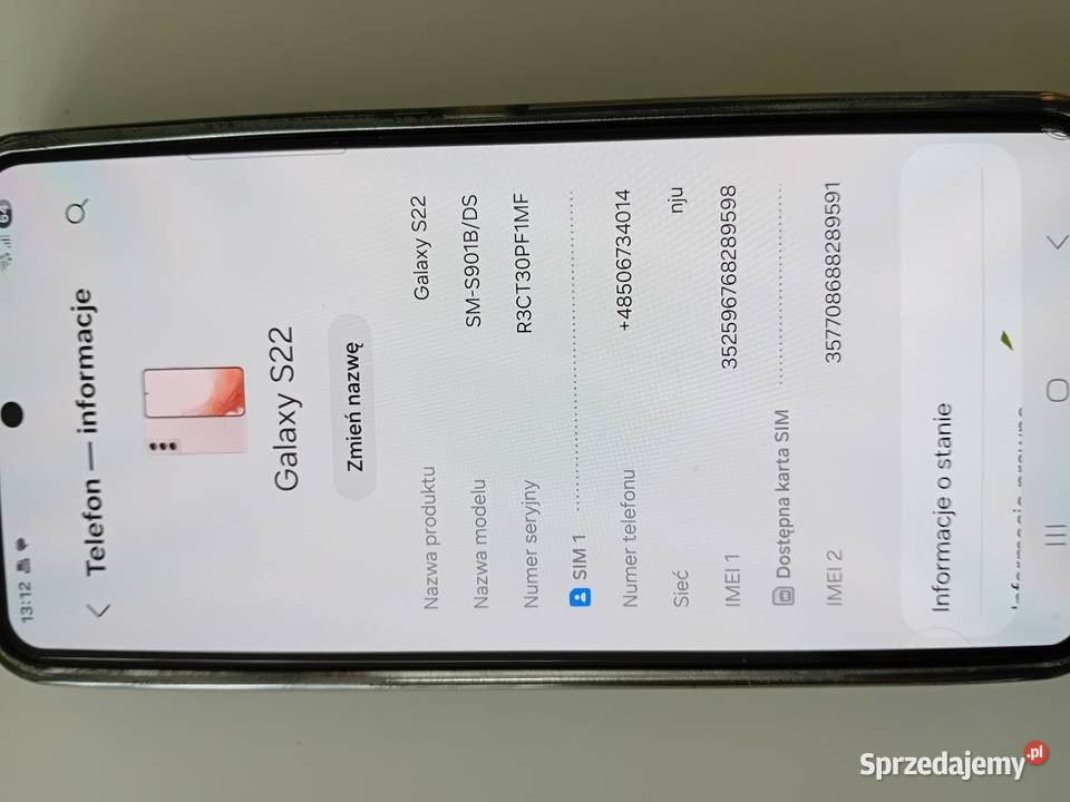 Samsung galaxy s22 8256GB Gold możliwa zamiana Radymno sprzedam