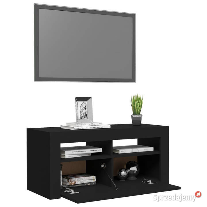 Szafka pod TV z oświetleniem LED czarna 90x35x40