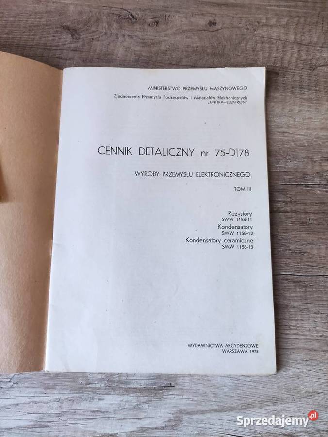 Cennik detaliczny 75D78 tom III UnitraElektron podkarpackie Rzeszów