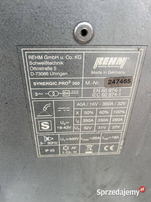 Spawarka REHM Synergic PRO 2 4504 Aluminium Tuliszków sprzedam