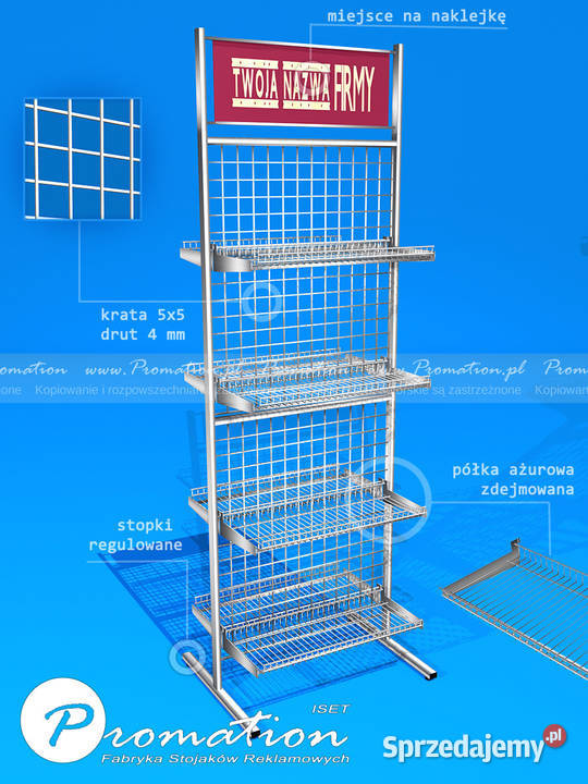 Półka druciana na kratę wyposażenie sklepu mazowieckie