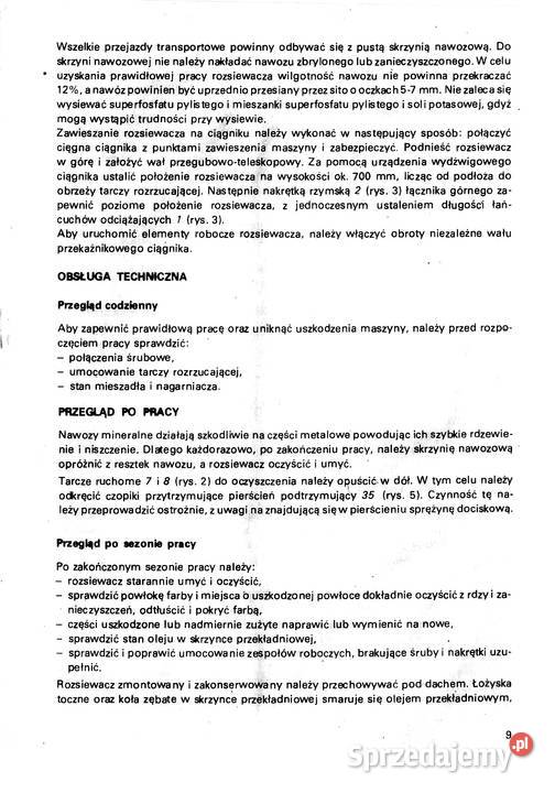 Rozsiewacz nawozów RNZ N012 instrukcja i katalog podkarpackie Stalowa Wola sprzedam