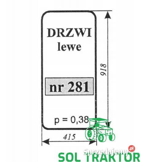 Szyba drzwi lewa sk 415mm918mm do Bizon