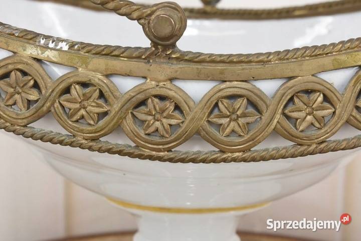 Antyczna Biała Patera Owocnik Porcelana Brąz małopolskie