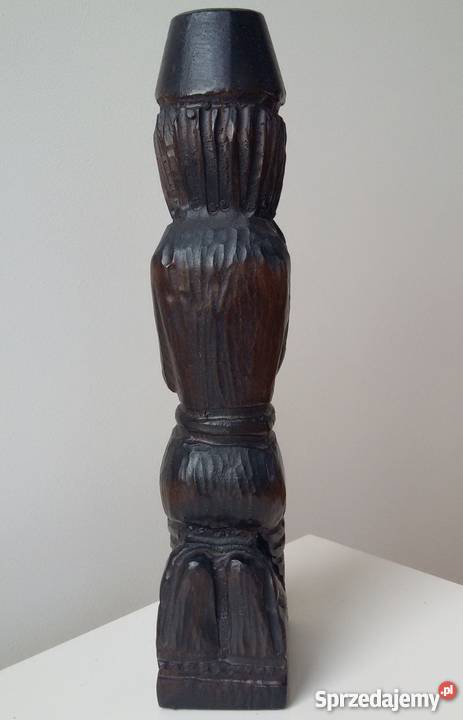 Ciekawa drewniana rzeźba muzyk saksofonista Warszawa