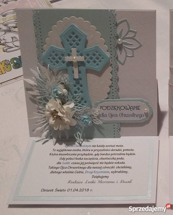 Chrzest Podziękowanie Chrzestnych Krzyż Zbójno