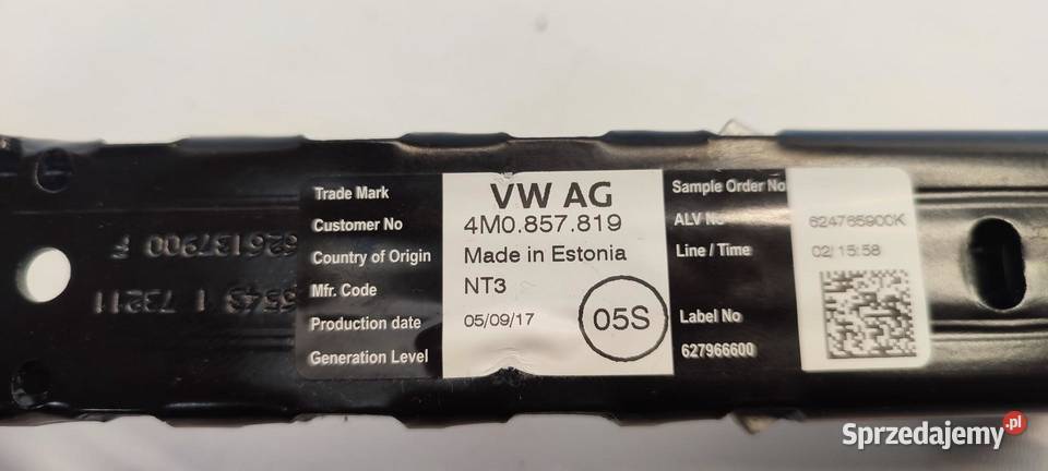 VW TIGUAN II REGULACJA PASA BEZPIECZEŃSTWA PRZÓD osobowe