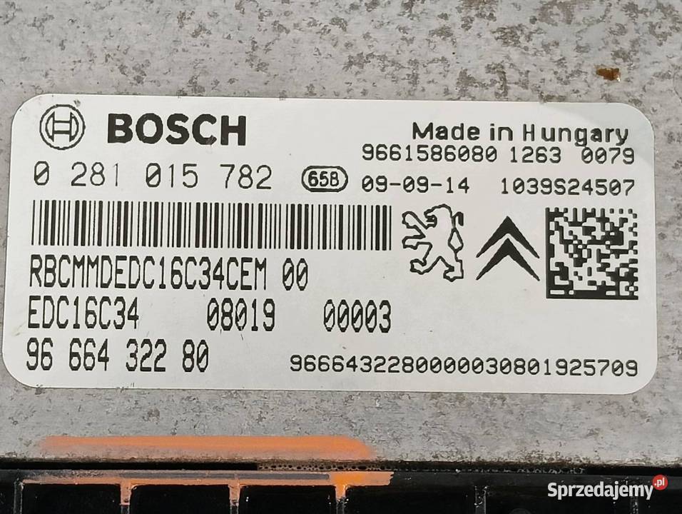 STEROWNIK SILNIKA 0281015782 14 HDI 68 Citroen Rok produkcji 2009