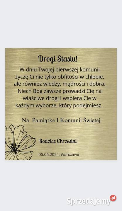 Dedykacja życzenia komunia inne okazje piękna Kraków