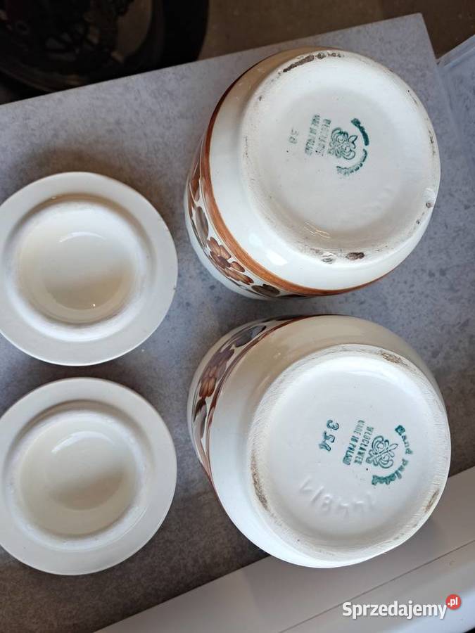 2 pojemniki z prlu fajans Włocławek stan wys 14 Sandomierz