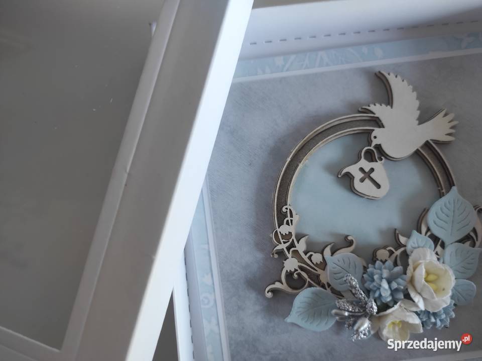 Kartka ręcznie robiona e pudełku na Chrzest Łódź