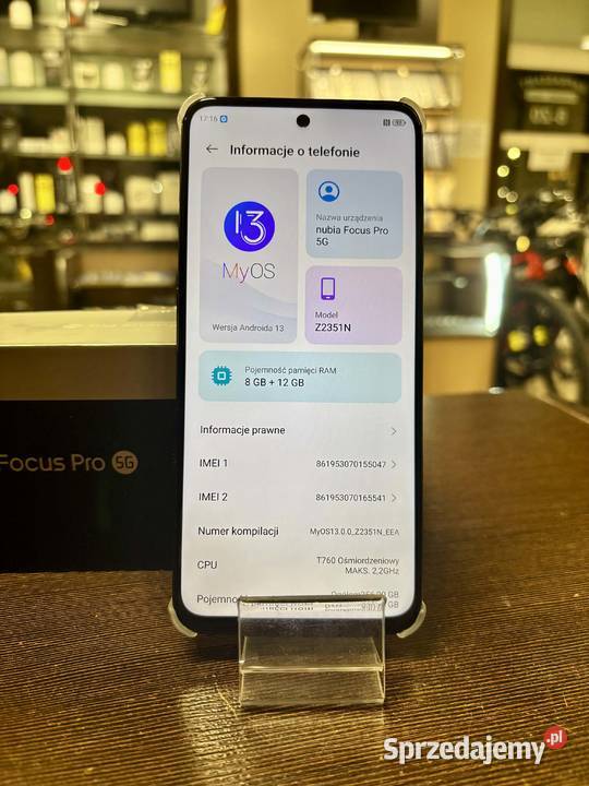 Smartfon ZTE Nubia Focus Pro 5G 8256 GB 672 120 Pozostałe Elbląg