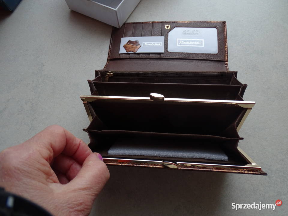 Skórzany lakierowany portfel ALESSANDRO PAOLI Różan