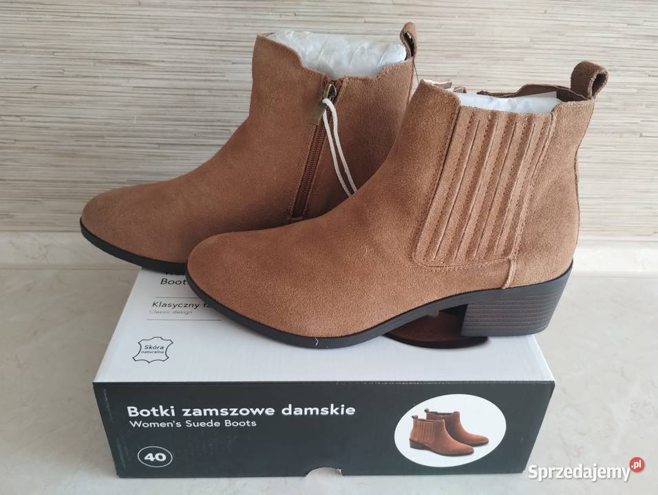 NOWE Buty damskie zamszowe botki JASNY BRĄŻ inna Zabrze sprzedam