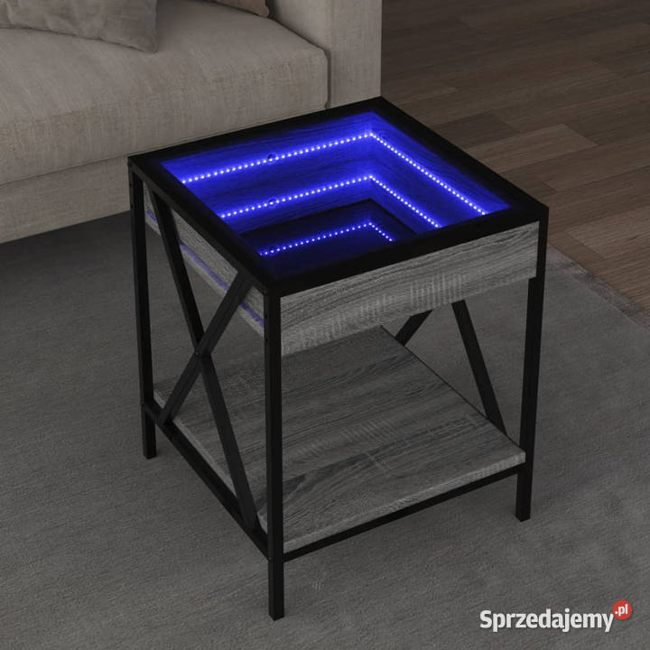 Stolik kawowy z LED Infinity szary dąb sonoma mazowieckie
