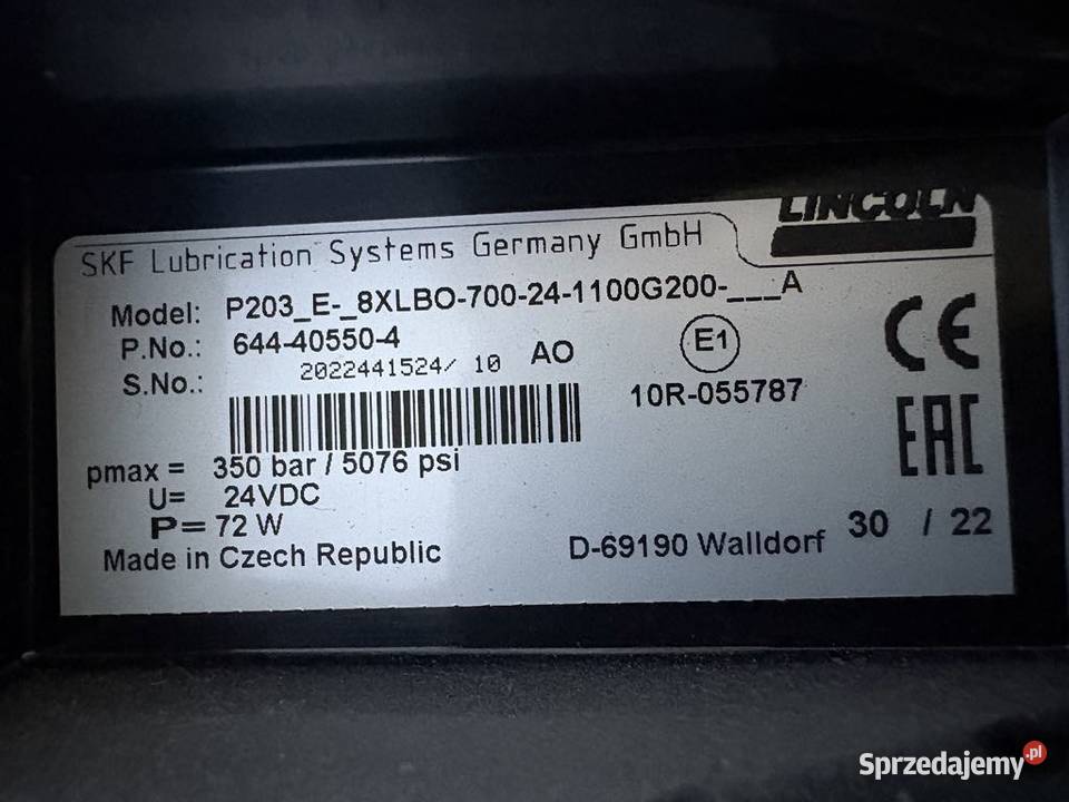 SKF Lincoln 644405504 Lubrication Pump Warszawa