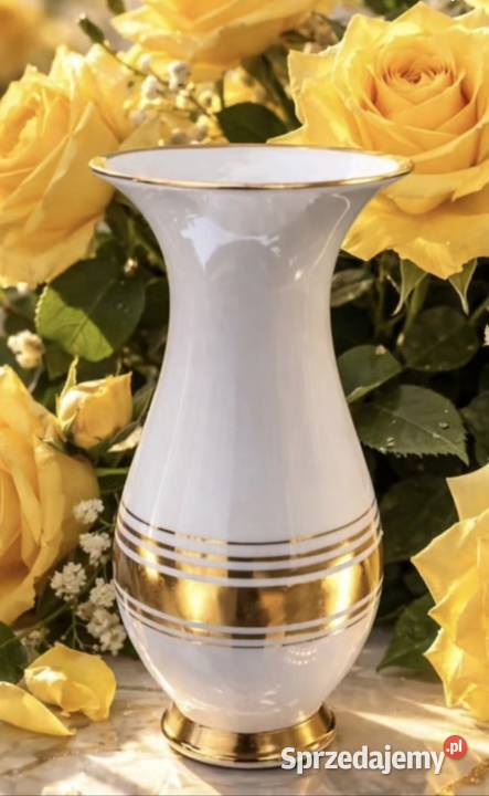 PRZEPIĘKNY PORCELANOWY WAZON BOGATO ZŁOCONY 24 Porcelana i szkło Pabianice